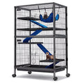 HABUTWAY 50''H Metal Small Animal Cages, Rolling Chinchilla Cage with Removable Ramps, Lagre Cage for Chinchillas/Guinea Pigs/Rabbit, Ferret Cages with Hammock & 5 Tiers, Black - size: 31.5"L x 20.5"W x 50.4"H