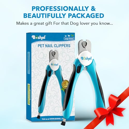 Large Dog Nail Clippers with Safety Guard to Avoid Over-Cutting Nails and Free Nail File, Razor Sharp Blades, Professional at Home Grooming - size: Large/Medium