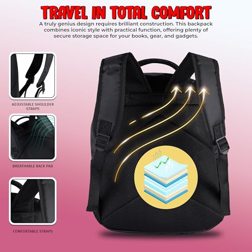 AI ACCESSORY INNOVATIONS Sonic X Shadow Generations Dark Beginnings Backpack for Girls & Boys, 16" Black Bookbag with Molded Shadow Dangle, Sublimation Print - color: Sonic X Shadow
