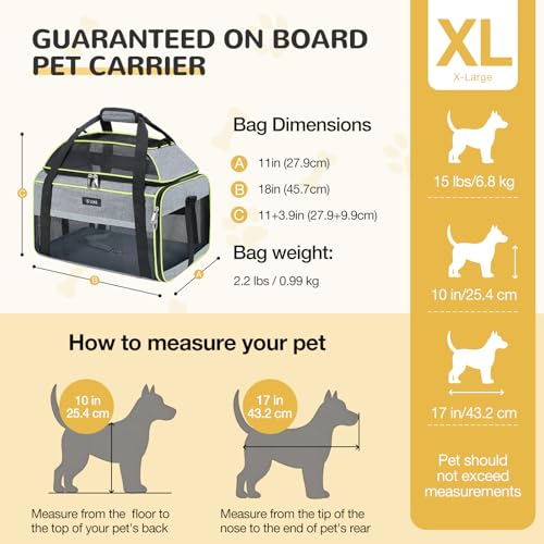 Lekereise Top-Expandable Pet Carrier 18x11x11Inch Delta American United Airline Approved Soft Sided Underseat to 15lbs Travel Carriers for Small Dogs Cats with Locking Safety Zippers Anti-Scratch Mesh - color: Gray