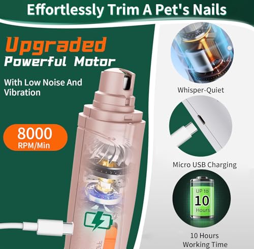 2 in 1 Dog Nail Clippers & Cat Nail Clippers Trimmers for Large Medium Small Dogs Cats Claw Trimmer Quick Sensor and Safety Guard USB Rechargeable Dogs Nail Trimmer with Catcher & 2 LED Lights - color: Pink