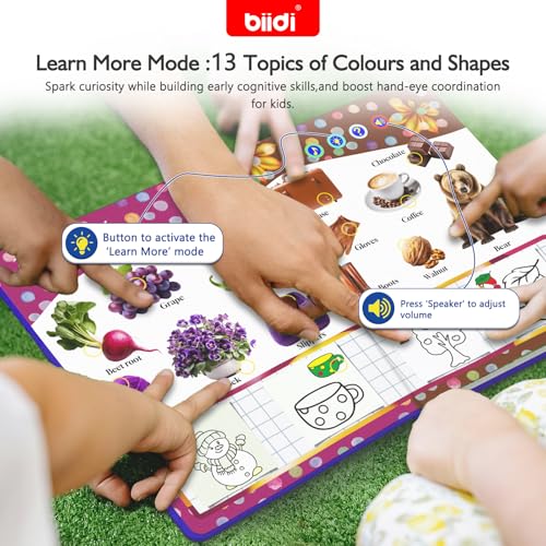 English Interactive Sound Book Talking Activity Book Toy Gift Toddlers Kids | Recharge Words Learning Educational TravelToy Drawing Zone 4 Color Pens Boy Girl Bday Xmas Gift 3+ Sensory Autism 600+ Sounds - style: EN-Colours and Shapes