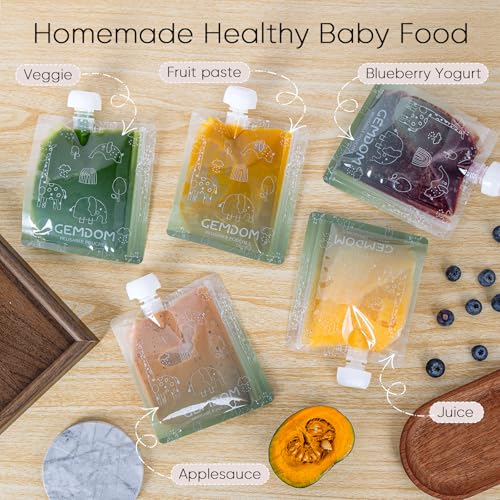15 Pack Reusable Baby Food Pouches for Toddlers, 7oz/200ml Refillable Squeeze Pouch for Applesauce Yogurt Homemade Organic Puree Juice Snack for Baby Kids Students, BPA Free, Animal Print - color: Green, size: 7oz