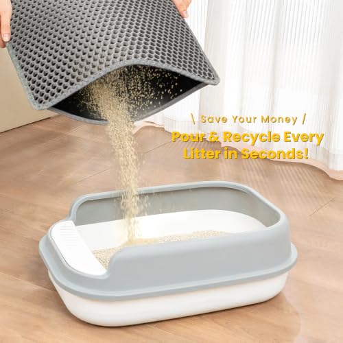 Cat Litter Mat, Upgrade Super Waterproof Back Layer Litter Box Mat, Non Slip, Durable, Soft on Paws Kitty Trapping Matt (24"x18", Gray) - color: Gray