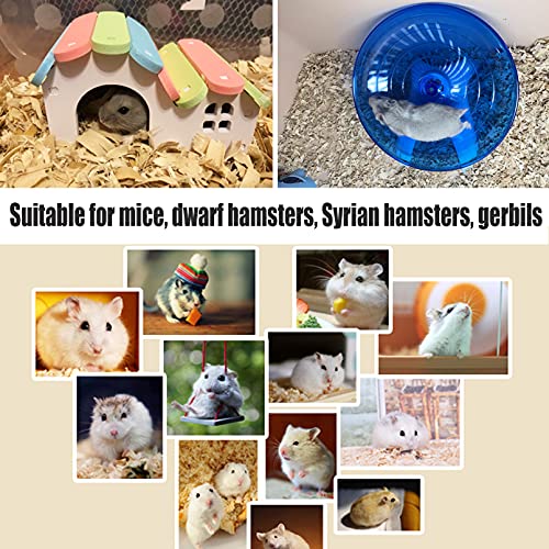 Hamiledyi Hamsters Flying Saucer Silent Mouse Wheel Small Gerbil Running Exercise Toy Kit with Rainbow House Seesaw Grass Cake Sweet Bamboo Snacks for Dwarf Mice 10 Pcs