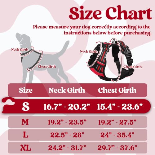 rabbitgoo Dog Harness Small Sized, Updated Easy On & Off with 3 Buckles | No Pull No Choke, Walking with 2 Clips and Handle, Adjustable Soft Reflective, Red, Small - color: Red, size: Small