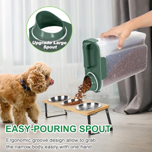 TBMax 5 Lbs Travel Dog Food Storage Container with Collapsible Dog Bowl, Airtight Pet Food Storage Dispenser with Large Spout & Measuring Cup for Kibble Dog Treat Bird Seed Container -Dark Green - color: Dark Green 6Qt