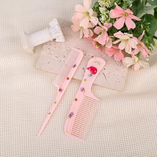 2pcs Baby Hair Comb Set, Pink Whale Mini Fine Tooth & Rat Tail Comb | Cute, Tiny, Small, Plastic, Parting Combs for Toddler Women Girls Kids All Hair Types, Hairbrush Tools Accessories - style: Whale