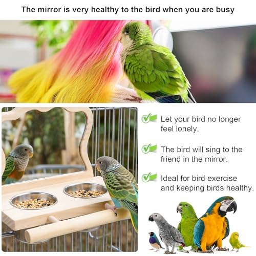 Natural Wood Bird Perch, Parrot Cage Accessories, Suitable for Parakeets, Cockatiels, Lovebirds, Tool-Free Adjustable Bird Cage Supplies & Bird Toys - size: 2