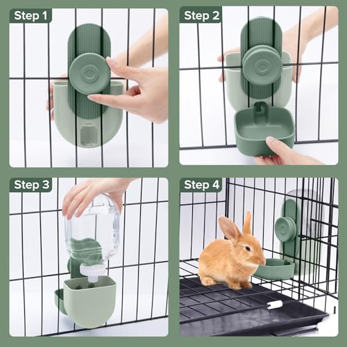Kenond 28oz Rabbit Water Dispenser, Guinea Pig Gravity Water Bottle | Suitable for Guinea Pigs, bunnys, Ferrets, Hamsters, and Other Small Animals - color: Green