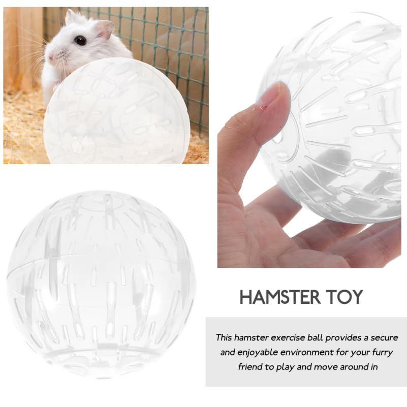 POPETPOP 4 Inch Hamster Running Ball Toy Transparent Small Pet Exercise Ball Safe Rolling Wheel for Hamsters Gerbils Chinchillas - color: White