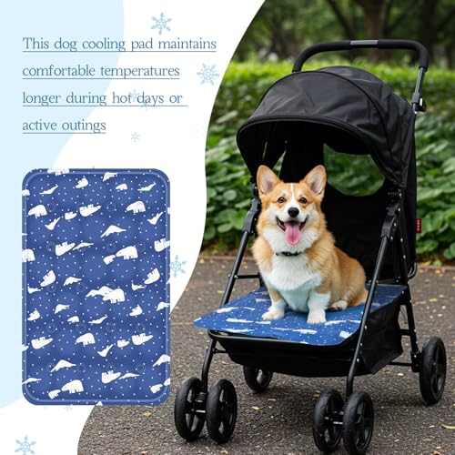Nuanchu Dog Stroller Cooling Mat, Waterproof Gel Pet Cooling Pad for Summer, Washable Cat Sleeping Blanket, Portable Ice Gel Travel Mat for Cats, Crates, Car Seat(11.81 x 19.69 Inches,Royal Blue Bear) - size: 11.81 x 19.69 Inches, style: Royal Blue Bear