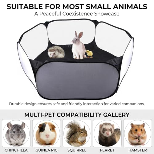 Small Animals Playpen, Portable Pop-up Open Interactive Pet Tent, Indoor Outdoor Fence for Rabbits, Guinea Pig, Hamster, Chinchillas, Kittens, Puppies