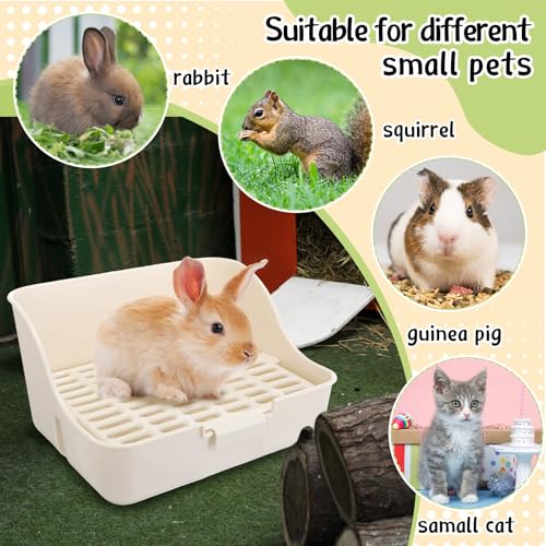 Reallnaive 15 Pcs Rabbit Starter Kit Small Rabbit Litter Box Girls Gift Animal Grooming Kit Bunny Toys Bowl Blankets with Cleaning Set for Guinea Pig Accessories(Multicolor) - color: Multicolor
