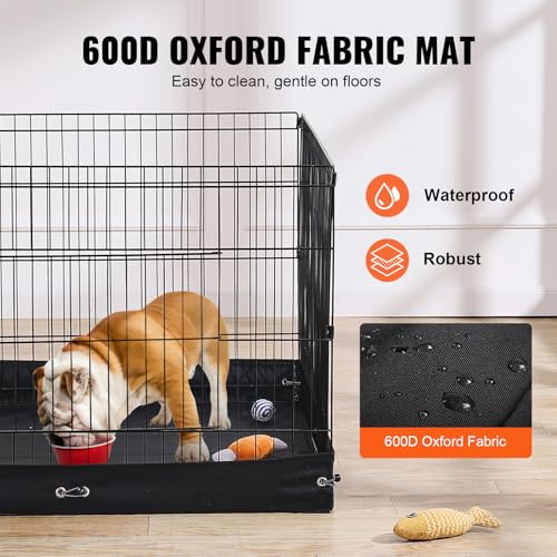 VEVOR Dog Playpen, 4 Pcs 24 x 36 in Panels Foldable Metal Pet Exercise Pen, Dog Fence Indoor and Outdoor Pen with Door and 600D Oxford Fabric Bottom Pad, for Dogs, Cats and Other Small Animals - size: 4 panels 24*36in, style: Playpen + Bottom Pad