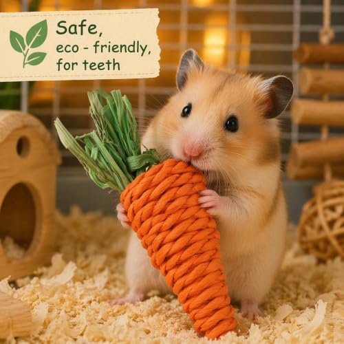 4 Pcs Cute Divided Ceramic Food Bowl and Food Scoop, 2 Chew Toy for Teeth, for Dwarf Syrian Hamsters Gerbils Mouse Degus or Other Similar-Sized Small Pets