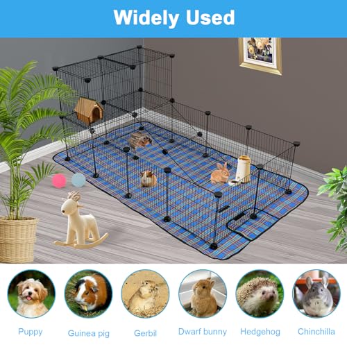 C&C Cage for Guinea Pigs, 24-Panel Playpen with Waterproof Mats | 12 x 12 in, 2 Red and Blue Waterproof Mats, 60 Cable Ties, 36 Connectors, DIY Cage Shapes, Guinea Pigs - style: 24 Panels