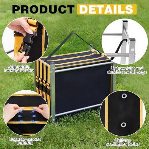 Gilprop 2 Set 2 Compartment Chicken Carrier with Metal Frame, Foldable Rooster Transport Cage, Breathable Canvas Poultry Travel Crate with Handle, Portable Chicken Coop for Farm, Show, Outdoor Use