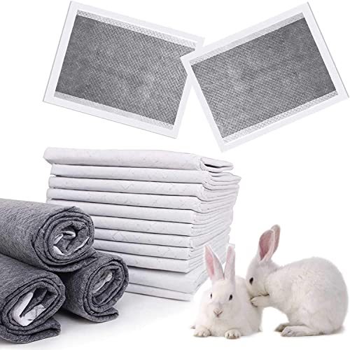 kathson Rabbit Pee Pads Disposable Cage Liners 100PCS All Absorb Black Carbon Odor Control Bunny Training Accessories with Quick-Dry Surface for Puppy Guinea Pig Kitten Hedgehog Small Animals - size: 17.7" x 12.9" / 100PCS