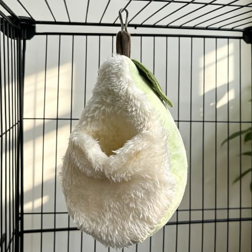 Hamster Bed, Plush Pear-Shaped Small Animal Sleeping Pouch - Cozy Hanging Hideout Nest for Sugar Glider, Mice, Gerbil, Degu, Golden Bear, Warm Cage Accessories