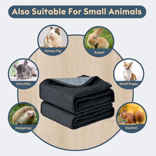FunFurry Washable Guinea Pig Cage Liner - 4 Pack Reusable Washable Pee Pads，Waterproof Guinea Pig Bedding for Small Animal - Rabbit Bunny Hamster Puppy (Dark Grey, 12" X 12" - 4 Pack) - color: Dark Grey, size: 12" X 12" - 4 Pack