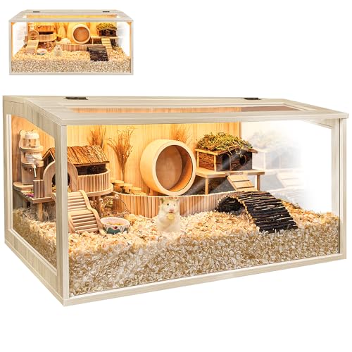 Hamster Cage Chewproof, Large Hamster Cages and Habitats, Openable Top with Acrylic Sheets, Solid Built - size: 32.0"L x 16.0"W x 16.0"H
