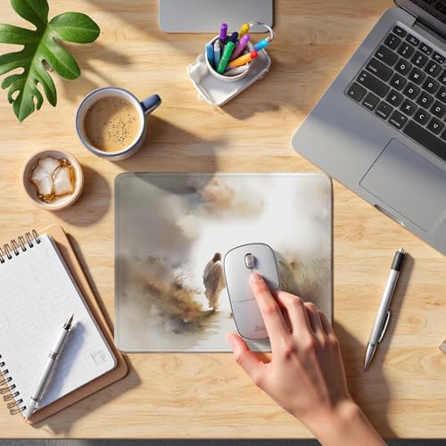 Christian Jesus Leaves The 99 Sheep Mouse Pad, Christian Jesus Gifts Mouse Pads Mousepad for Desk Office Computers Laptop, Religious Office Supplies Desk Accessories, 9.5x7.9 Inch - color: 04Child