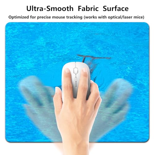 Ocean Dolphin Swimming Mouse Pad, Blue Ocean Water Desk Mat | 9.5"x 7.9", Cute Smooth & Anti-Slip Mousepad - color: Colorful Design Wknoon-Art 28