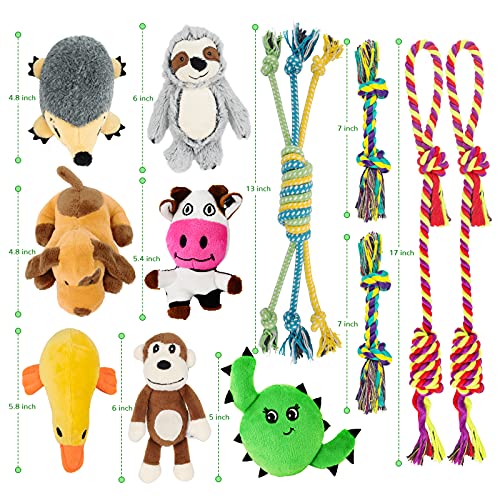 LEGEND SANDY Puppy Toys, Squeaky Dog Toys for Small Dogs, 12 Pack Puppy Chew Toys for Teething, Dog Rope Toy and Cute Stuffed Animals Value Bundle | Tug of War Toy and Cute Stuffed Animals Value Bundle, Gift fot Pet - color: 12 PACK PUPPY TOYS