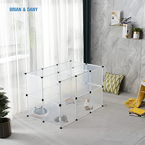 BRIAN & DANY 2-Tier Portable Pet Playpen Indoor with 2 Doors for Puppy, Hamsters, Guinea Pig, Rabbits - 28 Panels, 43.1" x 27.5" x 27.5" - style: 2-Tiers
