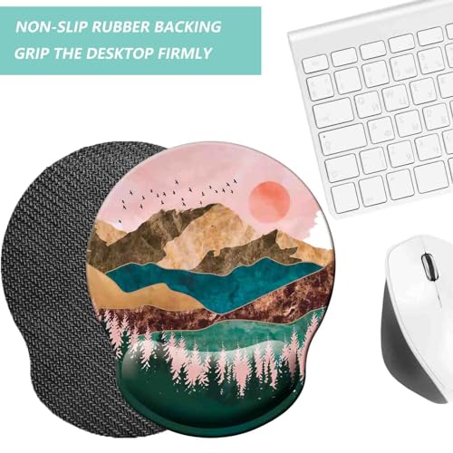Mouse Pad with Wrist Support, Ergonomic Mouse Pad with Memory Foam Wrist Rest Cushion, Non-Slip Rubber Base Gaming Mice Pad for Home Office Computer Laptop, Sunrise - color: R-sunrise