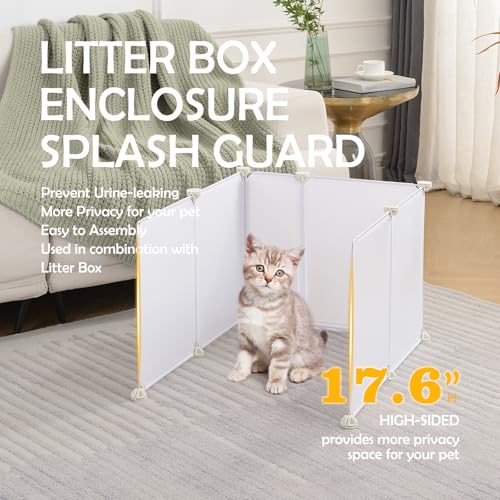 MEEXPAWS Cat Litter Box Enclosure, Splash Guard, Pee Shield High Walls | Extra Large Plastic Sheets Easy to Clean, Litter Containment, Litter Box Privacy Screen and Wall Protector, Light Weight - size: XL - L27.9"×W21.5"×H17.6"