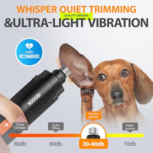 Dog Nail Grinder with 4 LED Lights, 3 Speeds Super Quiet for Pets | Low Vibration,Electric Pet Nail Grinder, Professional Painless Paw Grooming & Smoothing for Small to Large Dogs Cats(Black) - color: Black