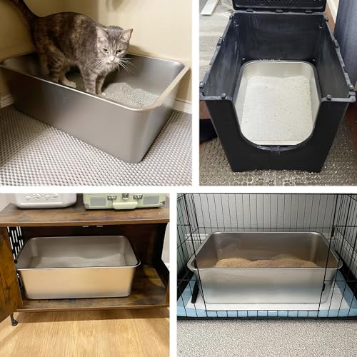 Stainless Steel Litter Box,XXL Metal Cat Litter Box for Big Cats 8IN Deep, Cat LitterBox High Sided Pet Toilet Easy to Clean,Cats Litter Pan for Adult Cats,Non Stick, No Smell | 8IN Deep, Cat LitterBox High Sided Pet Toilet,Easy to Clean,Cats Litter Pan f