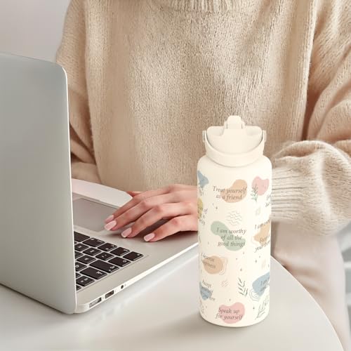 Inspiration Gifts for Women Girls, Inspiration Water Bottle 32oz Stainless Steel with Lid, Insulated Bottles Gift Idea for Birthday Christmas - color: Inspiration 1