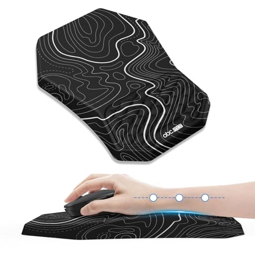 Ergonomic Mouse Pad Wrist Rest Support for Carpal Tunnel Pain Relief | Massage Design Mousepad, Memory Foam, Non-Slip PU Base for Computer Desk, Topographic - color: Topographic