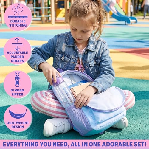 Get Trend Disney Frozen Kids Backpack with Water Bottle Set for Girls, 2 Pc 17in Bookbag with Padded Straps Gifts for Girls (Multi Frozen) - color: Multi Frozen