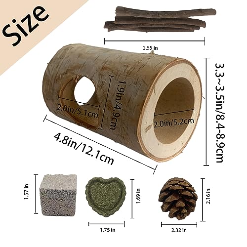 Natural Wooden Hamster Tunnel,Wood Hamsters Hideout Tube,Small Animal Hollow Tree Trunk Holes Exercise Mouse Chew Toys Cage Accessories for Chinchillas Guinea Pigs Dwarf Rat(14Pcs) - size: 【14Pcs】