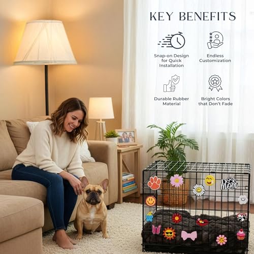 Nature & Quote Charms for Dog & Cat Crates, Snap-On Decor Kit | Snap-on rubber nature and quote charms for dog and cat wire crates. Add decorative designs for pet parties and crate decor.