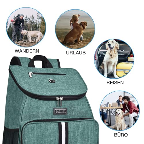 BAGLHER丨Dog Travel Bag, Airline Approved Pet Supplies Backpack, Dog Travel Backpack Accessories Set with 2 Silicone Collapsible Bowls and 2 Food Baskets. Green - color: Green-A