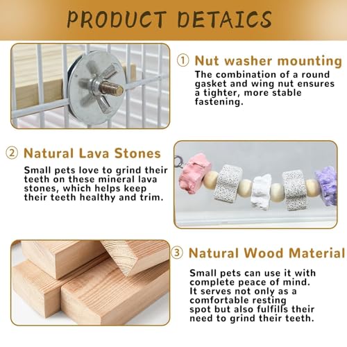 8 Pcs Chinchilla Ledges Wood Sets,Hamster Cage Platform Wooden Stand with Chew Lava Ledge Blocks Rats Climbing Toys Bridge Small Animal Cage Accessories for Squirrel Sugar Glider Gerbil - color: Pink