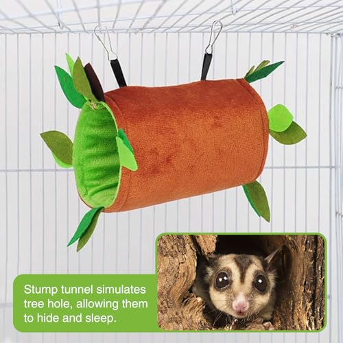 Hamiledyi 5PCS Hamster Hammock Sugar Glider Hammock Set Sugar Glider Cage Accessories Toys Small Animals Hanging Bed Hideout Tunnel Swing Rodent Iqammocking for Small Hamster Rat Gerbil - color: Brown