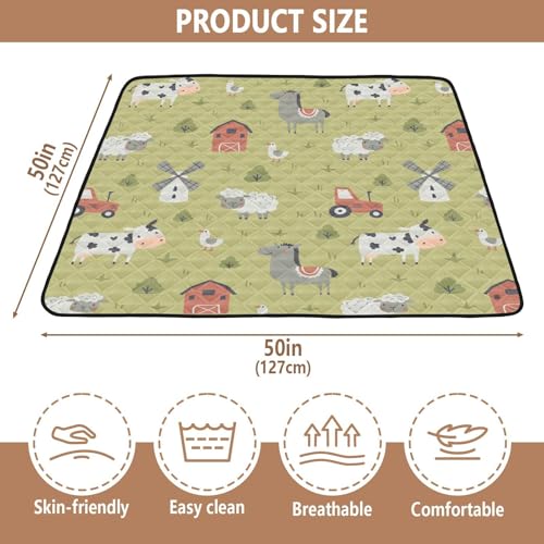 Baby Play Mat Cute Farm Tractor and Animals 50 x 50 Playpen Mat Baby Play Mats for Floor Play Gym Crawling Mat Non-Slip Cushioned Baby Playmat for Infants, Babies, Toddlers - color: multi 21