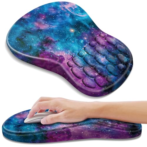 YIWEI Ergonomic Mouse Pad with Wrist Rest for Carpal Tunnel Pain Relief | Memory Foam Wrist Support,Non-Slip Rubber Base, Keyboard Computer Mousepad,Lycra Cloth Surface,Gaming Home Office - color: Starry Sky