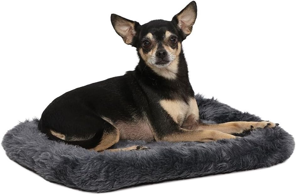 MidWest Homes for Pets QuietTime XXS Dog Bed - Gray Faux Fur Bolster, Ultra-Soft & Machine Washable, Fits 18-Inch Crates and Carriers, for Small Dogs and Cats (Pack of 12) - color: Grey, size: 18 Inch (Pack of 12)