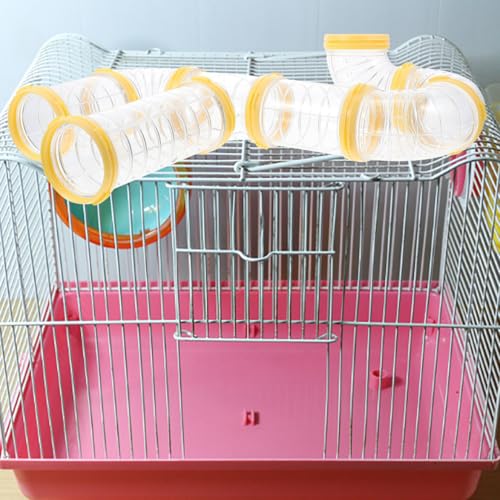 Mipcase Hamster Tubes and Tunnels Kit 2Pcs Transparent DIY Rat Maze Tunnel Expand Cage Playground for Small Animals 6.10X4.72X2.36In