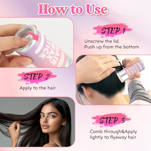 Hair Wax Stick, Slick Back Hair Brush, Wax Stick for Flyaways, Rat Tail Comb Edge Brush Styling Tool Set Accessories for Women Girls(Pink) - color: 4 Piece (Pink)