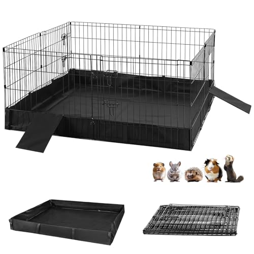 Rabbit Playpen Indoor Guinea Pig Cage Run Extension Pet Playpen with Waterproof Floor Liner Small Animal Playpen (Extension Playpen Only)