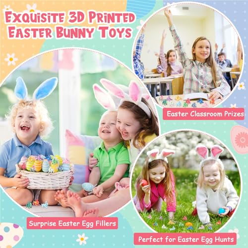Honoson 12 Pcs 3D Printed Animals 5-7cm, Rabbit | Articulated Fidget Animals, Flexible 3D Printed Figures for Stress Relief, Cute Mini Joints for Party Favors and Display - size: 5-7cm, style: Rabbit