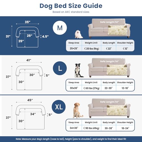 Calming Dog Couch Bed for Medium Dogs/Cats, 35 x 31 inch Waterproof Removable Dog Mat Couch Cover for Furniture Protector, Non-Slip Fluffy blunique Pet Bed for Couch, Sofa - Tie-Dye Khaki - color: Tie-Dry Khaki, size: 35"L x 31"W x 4.5"Th